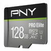 PNY Pro Elite 128GB MicroSD Memory Card V3 U3 rated Angled