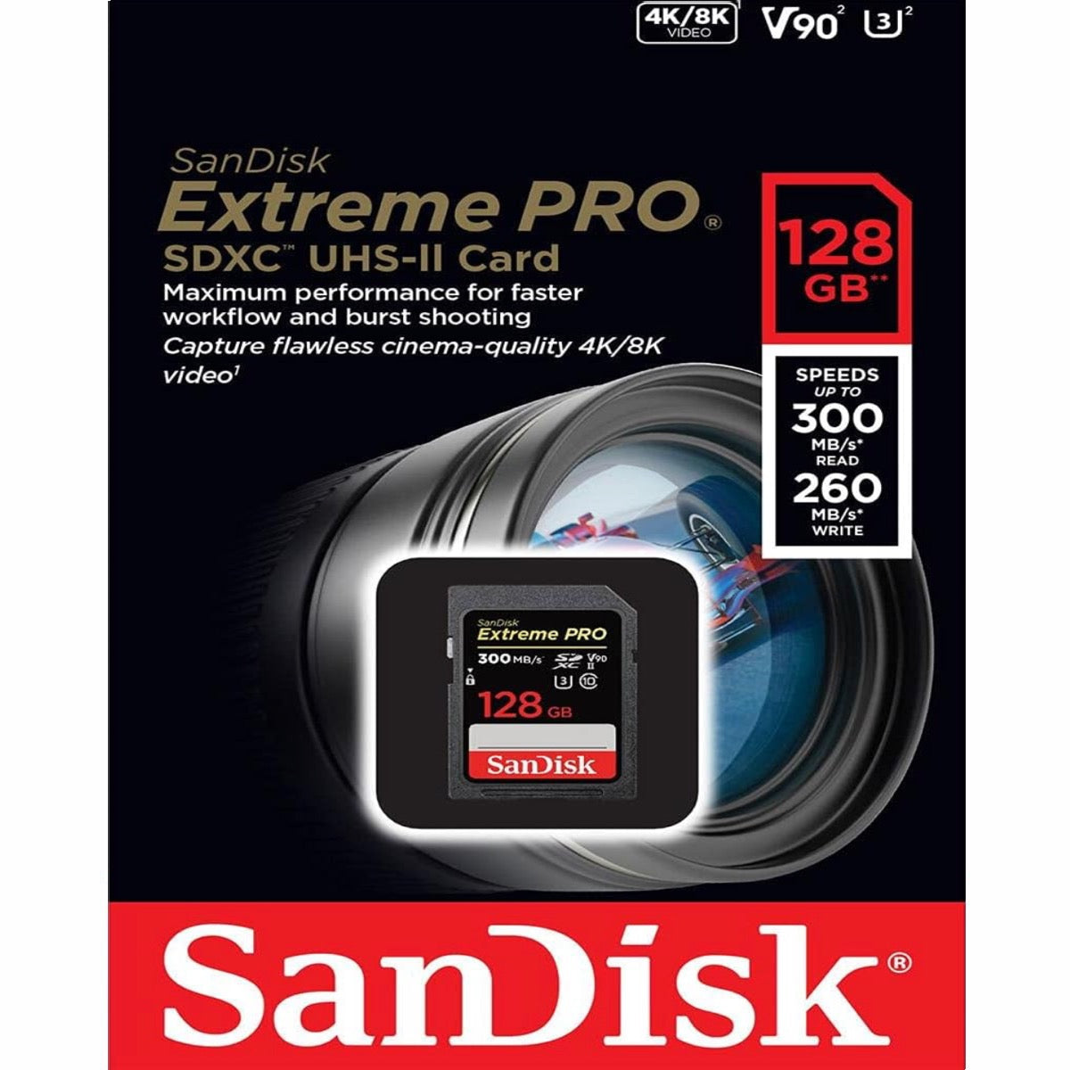 SanDisk Extreme Pro UHSII 128GB SD Memory Card SDHC 300Mb/s