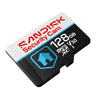 SanDisk Security Cam 128GB MicroSD Memory Card 100MB/s SDSQSNR-128G-GN6IN angled view