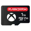 A Sandisk microSD Card for ROG Xbox Ally (X) - 1 TBmemory card with a black body, a red brand logo bar, and white text and logo details, shown on a plain white background.