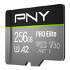 PNY Pro Elite 256GB MicroSD Memory Card V3 U3 rated angled