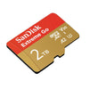 A SanDisk Extreme Go 2TB microSDXC memory card shown at an angle on a plain white background.