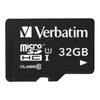 A black Verbatim 16GB microSDHC Class 10 SD card with white text and logos, shown on a plain white background.