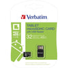 Verbatim 16GB tablet microSDHC card with USB reader in its original retail blister packaging, featuring a green and white design with the Verbatim logo and an illustration of the Android robot.