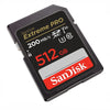 SanDisk Extreme Pro 512GB SD Memory Card SDXC 200Mb/s SDSDXDD-512G-GN4IN Angled