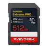 SanDisk Extreme PRO 512GB SD Memory Card SDXC 250Mb/s SDSDXXJ-512G-GSCIN front view