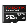 SanDisk Phone Card 512GB MicroSD Memory Card 200MB/s SDSQUBQ-512G-GN6QN front view