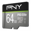 PNY Pro Elite 64GB MicroSD Memory Card V3 U3 rated angled