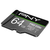 PNY Pro Elite 64GB MicroSD Memory Card V3 U3 rated laying flat