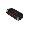 A SANDISK USB-C Flash Drive - 256 GB in a sleek black and silver design with a red logo on the top surface, shown on a plain white background.