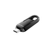 SanDisk Ultra Slider USB Type-C Flash Drive - 256 GB  shown at an angle on a solid white background.
