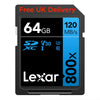 Lexar High Performance 800x 64GB SD Memory Card LSD0800064G free delivery