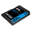 Lexar High Performance 800x 64GB SD Memory Card LSD0800064G flat angled