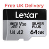 Lexar 64GB microSDXC card on a white background with 'Free UK Delivery' text.