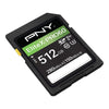 PNY EliteX-PRO60 UHS-II 512GB SDXC SD card on a white background