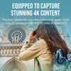 Person taking a photo wth PNY EliteX-PRO60 UHS-II 512GB SDXC of a cathedral with text about 4K content capture capabilities.