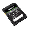 PNY Elite-X  128GB SDXC Memory Card angled
