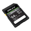 PNY Elite-X  64GB SDXC Memory Card angled