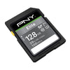 PNY Elite 128GB SDXC Memory Card angled