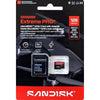 Sandisk Extreme PRO microSD UHS-I card adapter and 128 GB SD card in retail blister packaging, with the adapter and card visible through a clear window on a black card with red Sandisk branding.