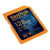 SanDisk Outdoors 4K 128GB SD Memory Card SDXC 190Mb/s SDSDXWA-128G-GN6VN angled