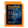 SanDisk Outdoors 4K 512GB SD Memory Card SDXC 190Mb/s SDSDXWV-512G-GN6VN