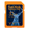SanDisk Outdoors FHD 32GB SD Memory Card SDHC 100Mb/s SDSDUNR-032G-GN6VN