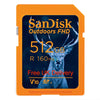 SanDisk Outdoors FHD 512GB SD Memory Card SDXC 160Mb/s SDSDUWL-512G-GN6VN angled