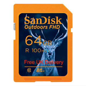 Free Delivery SanDisk Outdoors FHD 64GB SD Memory Card SDXC 100Mb/s SDSDUNR-064G-GN6VN