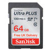 SanDisk Ultra PLUS 64GB SD Memory Card SDXC 130Mb/s