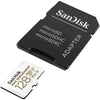 SanDisk Max Endurance 128GB MicroSD Memory Card SDSQQVR-128G-GN6IA angle with adapter