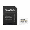 SanDisk High Endurance 256GB MicroSD Memory Card SDSQQNR-256G-GN6IA angled with SD adapter