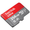 SanDisk Ultra 256GB MicroSD 150Mb/s Memory Card SDSQUAC-256G-GN6MA angled