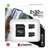 Kingston Canvas Select Plus 32GB x2 MicroSD Memory Card Twin Pack SDCS2/32GB-2P1A retail pack