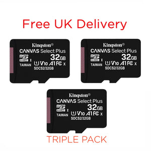 Kingston Canvas Select Plus 32GB X3 MicroSD Memory Card Triple pack SDCS2/32GB-3P1A free delivery