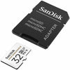 SanDisk High Endurance 32GB MicroSD Memory Card SDSQQNR-032G-GN6IA angled with adapter for dash cam