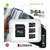 Kingston Canvas Select Plus 64GB X3 MicroSD Memory Card Triple pack SDCS2/64GB-3P1A retail pack