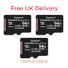 Kingston Canvas Select Plus 64GB X3 MicroSD Memory Card Triple pack SDCS2/64GB-3P1A free delivery