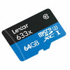 Lexar High Performance 633x 64GB MicroSD Memory Card angled