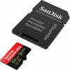 64GB SanDisk Extreme PRO microSD Memory Card SDSQXCY-064G-GN6MA angled with adapter
