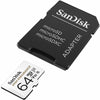 SanDisk High Endurance 64GB MicroSD Memory Card SDSQQNR-064G-GN6IA angled with adapter