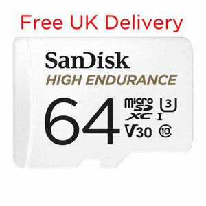 Free Delivery SanDisk High Endurance 64GB MicroSD Memory Card SDSQQNR-064G-GN6IA  Edit alt text