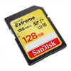 SanDisk Extreme 128GB SDXC Memory Card SDSDXV5-128G-GNCIN angled left
