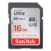 SanDisk Ultra 16GB SDHC 80mb/s SD Memory Card SDSDUNC-016G-GN6IN free delivery